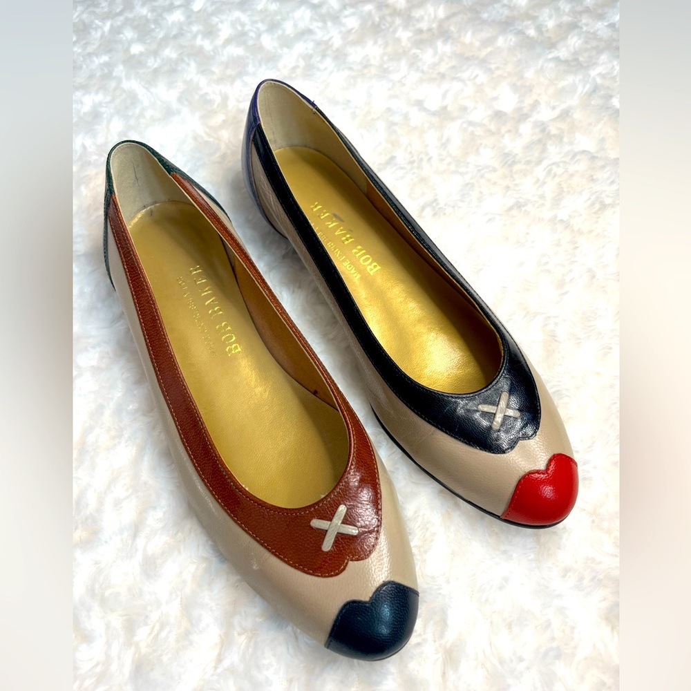 Vintage Bob Baker contrasting leather flats size 6.5